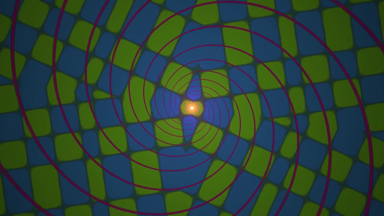 Abstract Spiral Motion with Pulsing Geometric Grid Pattern