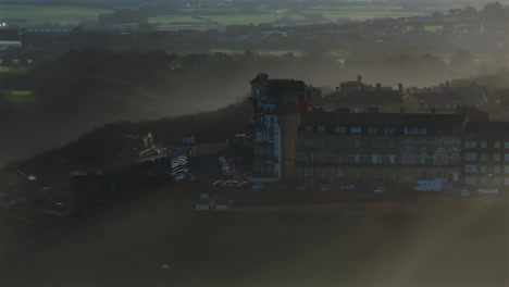 Establishing-Drone-Shot-of-Saltburn-by-the-Sea-Marine-Parade-Houses-UK