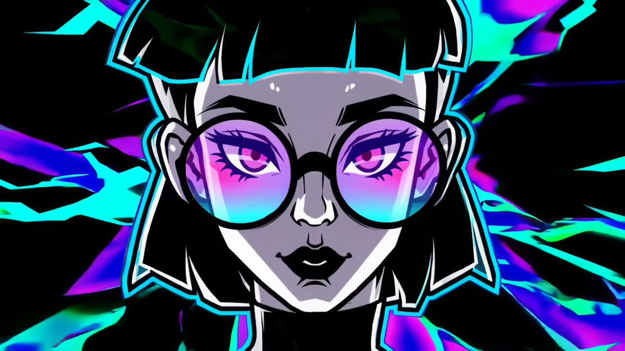 Cyberpunk Portrait with Neon Glasses