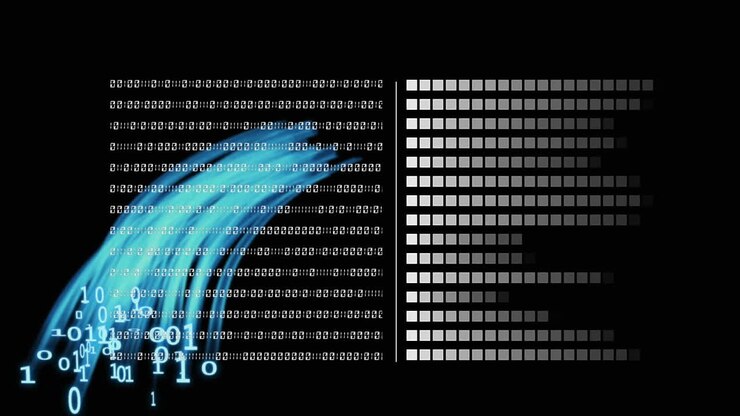 Animation of data processing over binary coding computing
