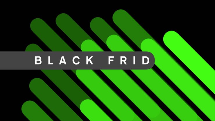 Black Friday con strisce verdi su sfumatura moderna nera