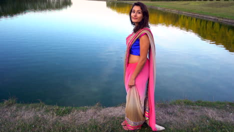 girl wearing sari looking at the camera