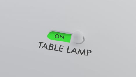 encendido del interruptor de la lámpara de mesa