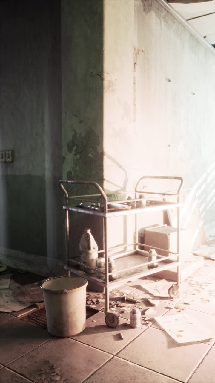 Old hospital corridor holds remnants of forgotten care and stories untold