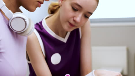 teenagers in the locker room