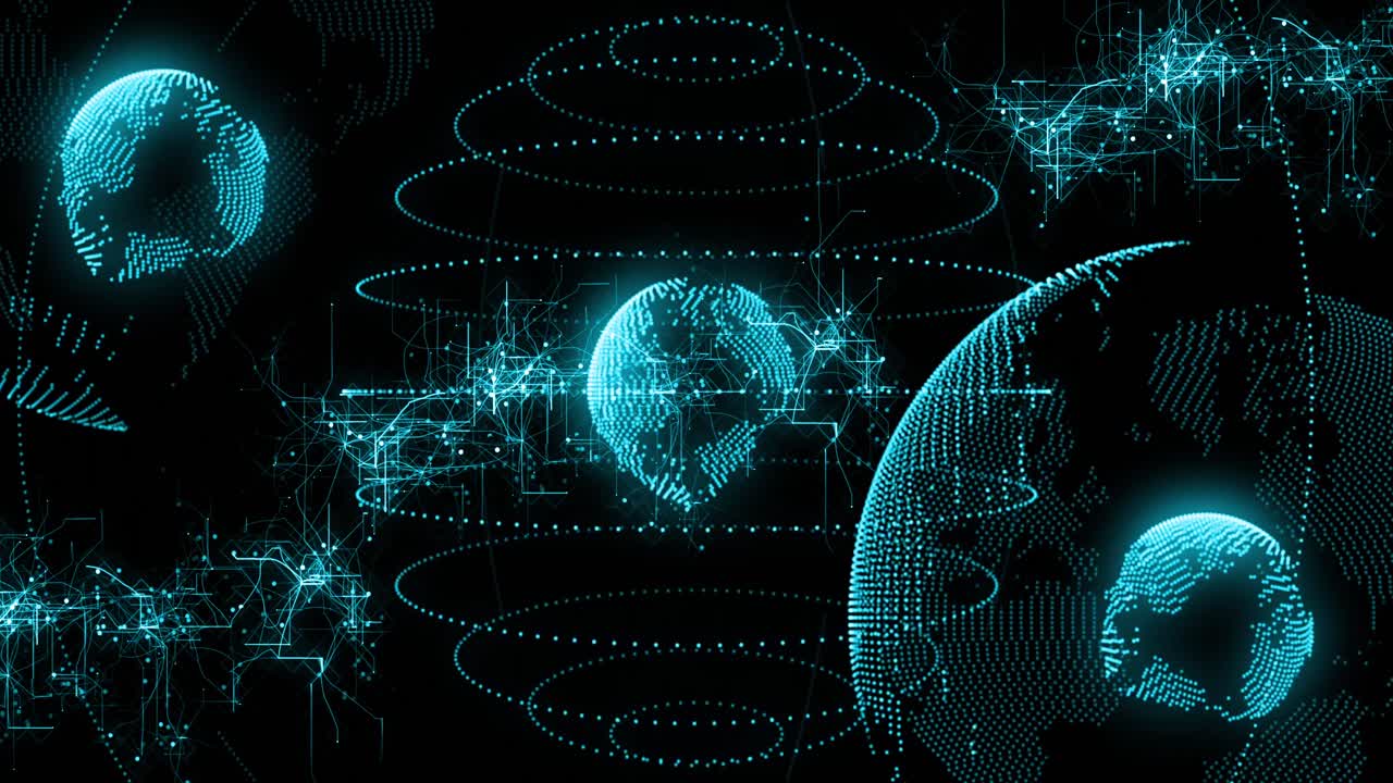 animación de la red de conexiones sobre el globo giratorio