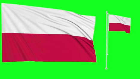 Greenscreen-Schwenkt-Polnische-Flagge-Oder-Fahnenmast