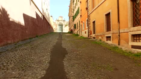 empty street scene from trastevere district of rome