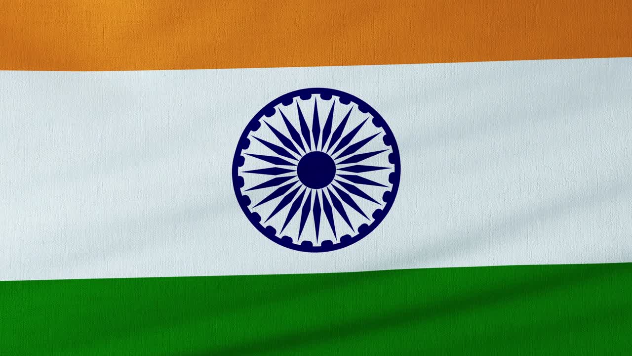 Waving Indian flag.
