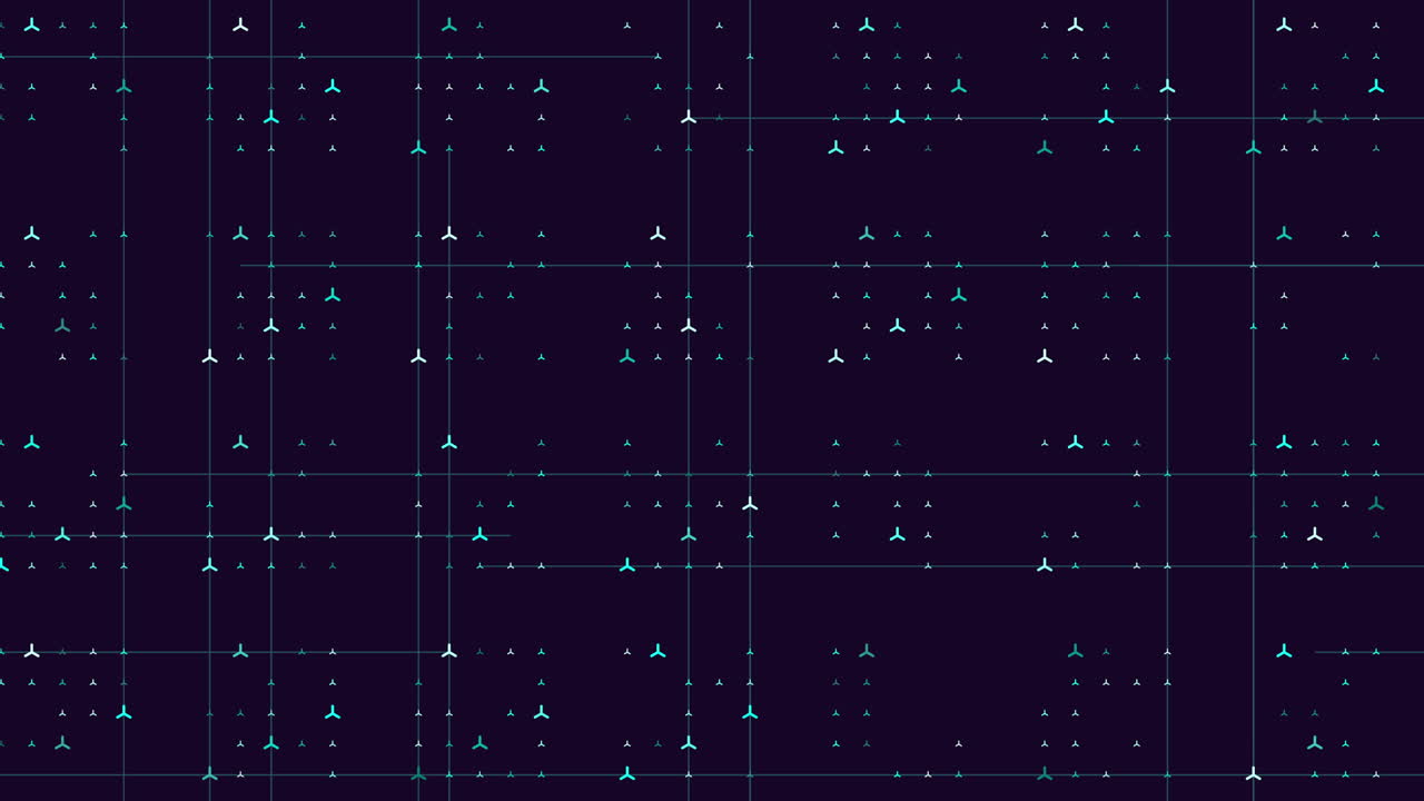 Airplane locations mapped an orange and blue grid with scattered aircraft