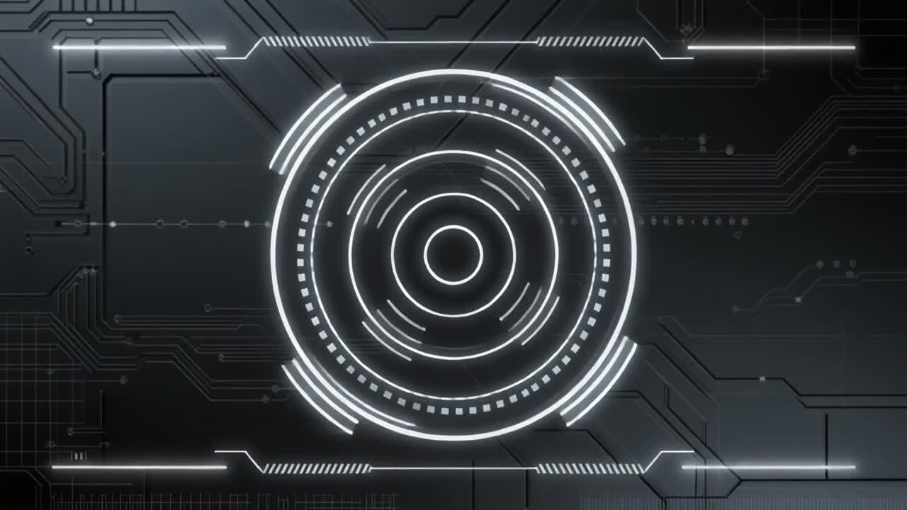 Futuristic Digital HUD Interface with Rotating Elements
