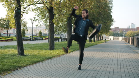businessman running in park