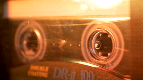 audio cassette in the player. close-up