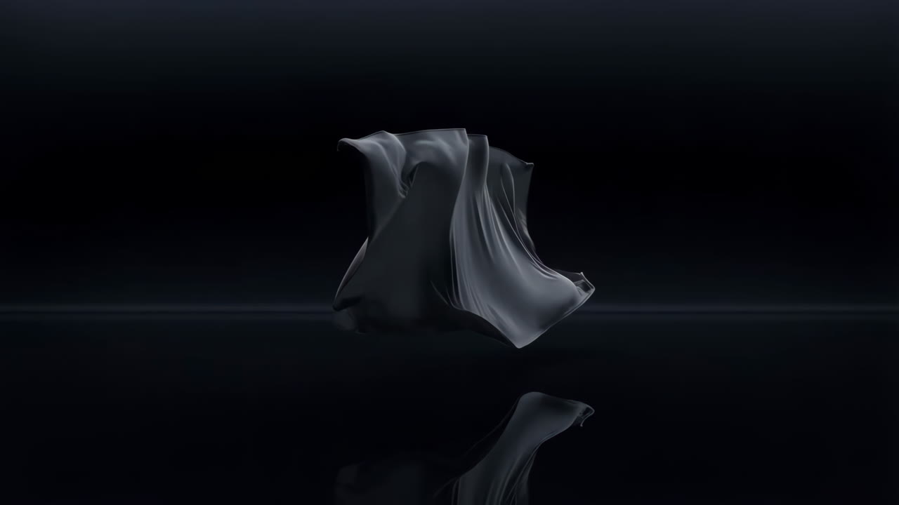 Floating Black Fabric on Dark Background