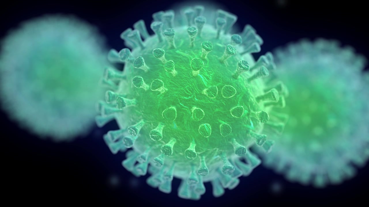China pathogen respiratory coronavirus 2019-ncov. novel coronavirus. Microscopic view of floating China pathogen respiratory influenza virus cells. 3d render. risk concept.