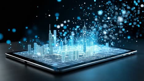 modelo digital de la ciudad en una tableta