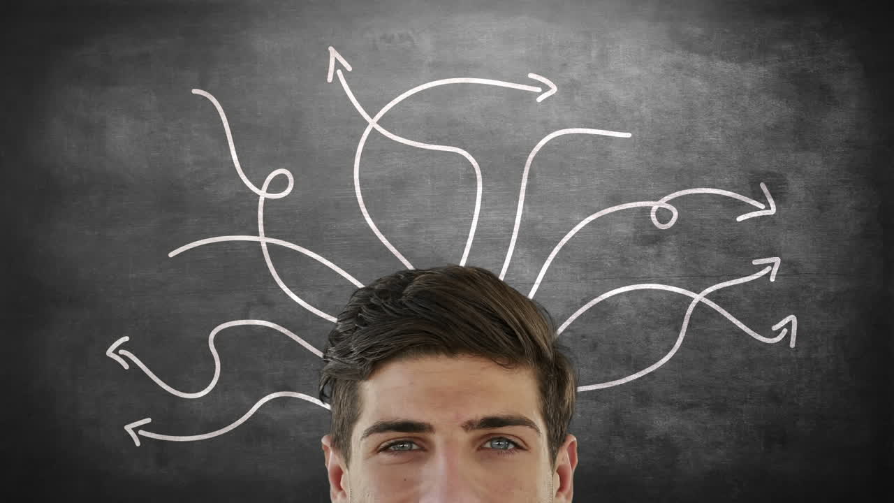 Un hombre de negocios mirando hacia arriba.