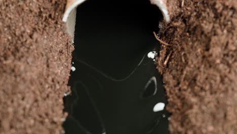 water in a drainage pipe