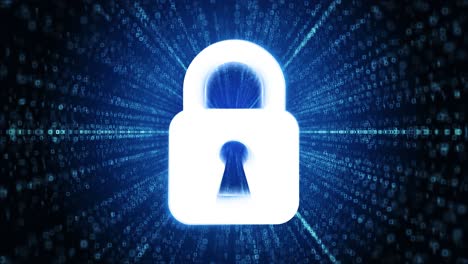lock icon digital cyber space loop technology tunnel animation personal data security cyber data or
