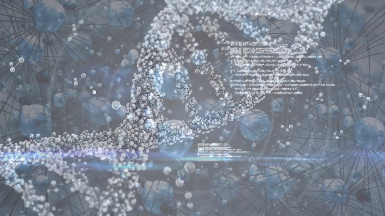 분자 배경에 있는 큰 디지털 dna 나선