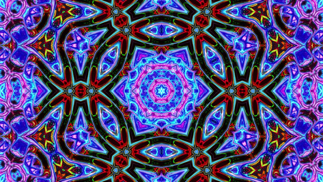 3d elegante abstracto en bucle bg. patrón simétrico iridescente líquido como un caleidoscopio con ondas. estructura ondulada de vidrio líquido brillante con hermosos colores de gradiente. 4k