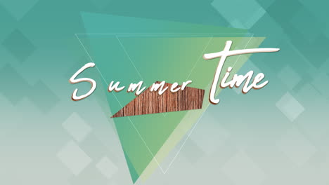 horario de verano en madera con triángulos geométricos