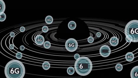 Animation-of-network-of-6g-text-over-globe