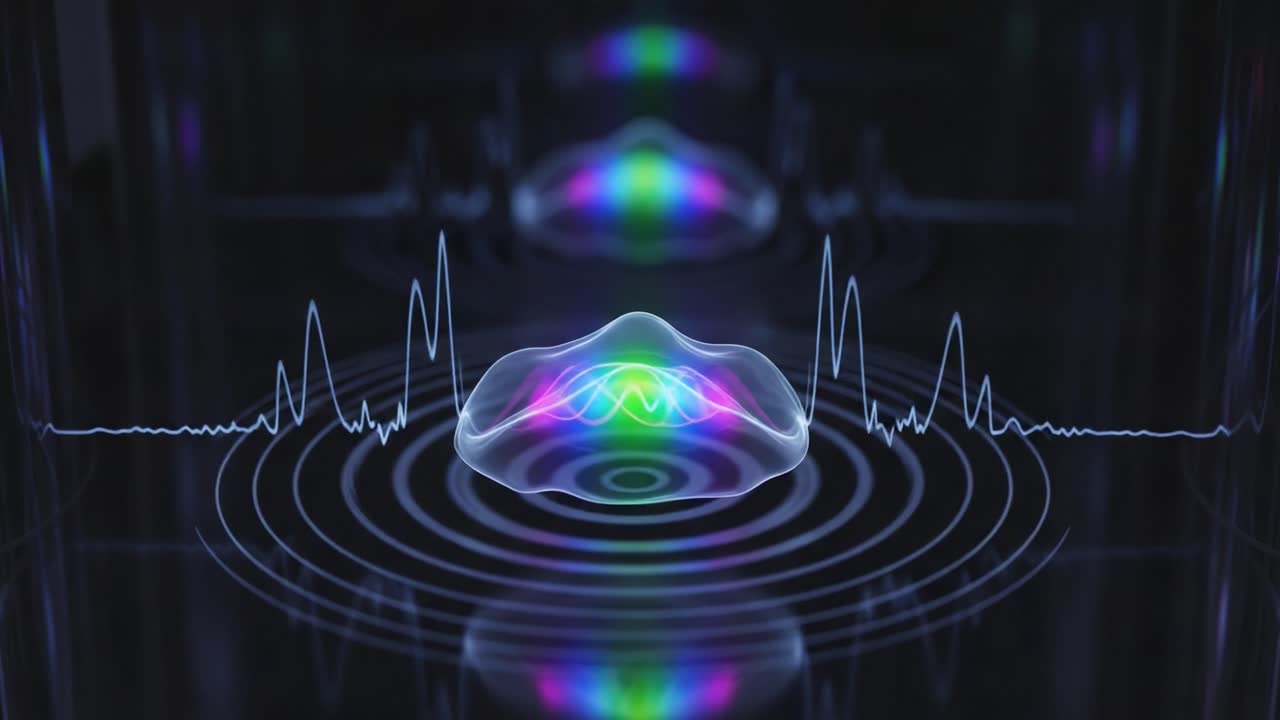 A Mesmerizing Visual Display of Sound Waves and Vibrations Captured in Two Forms, Highlighting the Beauty of Light Interacting with Water in a Fluid Dynamics Study