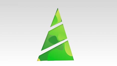 animation of a modern digital green christmas tree with christmas decorations on grey background