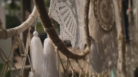 decoration with wooden dreamcatcher, a cinematic close up shot