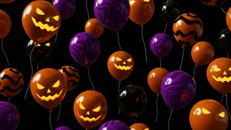 a spooktacular collection of halloween balloons featuring grinning jack-o'-lantern faces, vibrant colors, and a festive atmosphere perfect for celebrating halloween