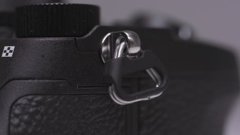 close-up of a black mirrorless camera