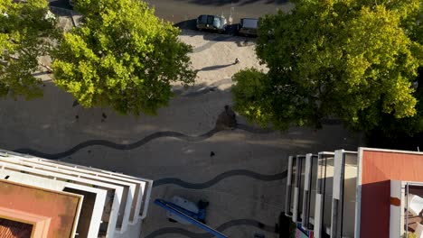 top shot of typical streets in the city of lisbon, capital of portugal