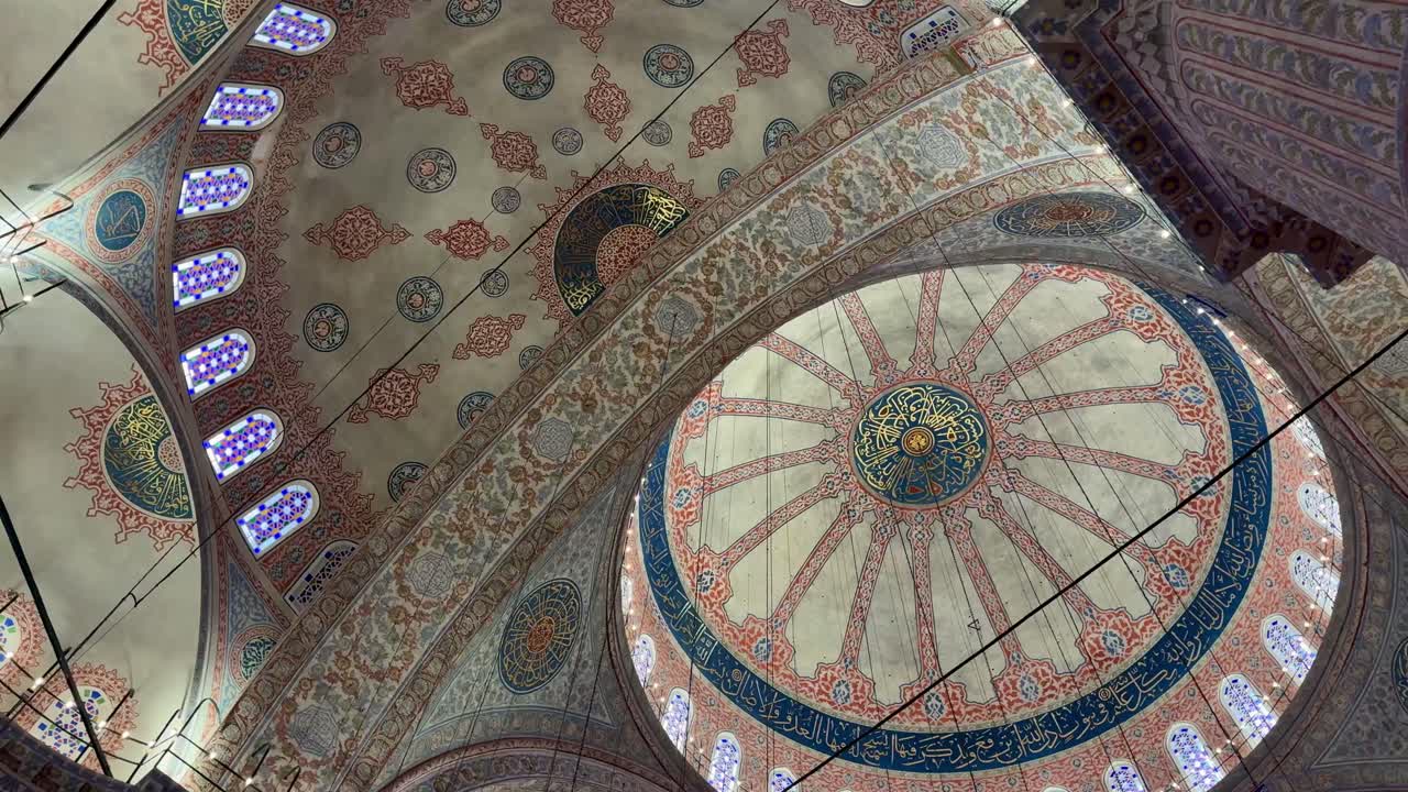 Interior mosque ceiling at Blue Mosque.