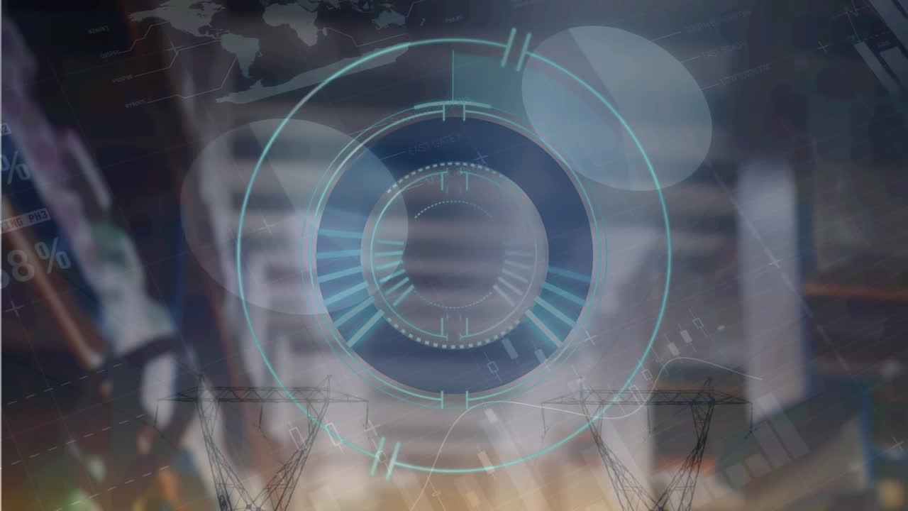 animación del procesamiento de estadísticas en las estanterías del almacén