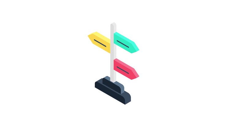 Animated Isometric Signpost with Directional Arrows