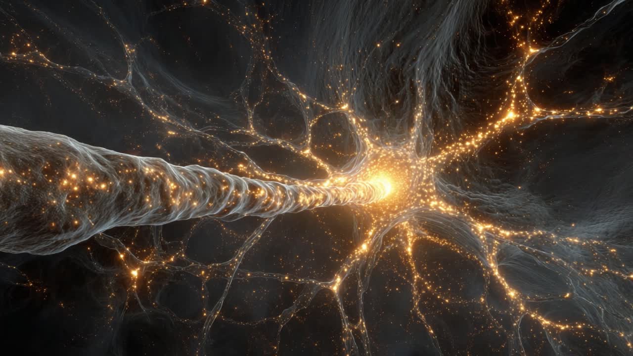 Stunning Visualization of Neuronal Activity: A Mesmerizing Journey Through the Complex Network of a Neuron, Highlighting its Dynamic Pathways and Energetic Connections