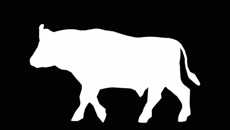 a buffalo walking on black background with alpha channel included at the end of the video, 3d animation, side view, animated animals, seamless loop animation