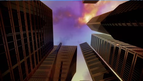 rascacielos rascacielo ciudad edificios altos dolly lapso de tiempo ángulo bajo 4k