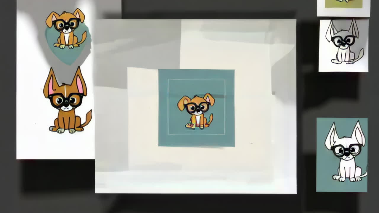 Collection of Cute Cartoon Dog and Puppy Illustrations with Glasses