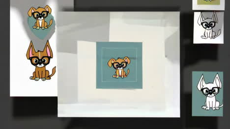 collection of cute cartoon dog and puppy illustrations with glasses