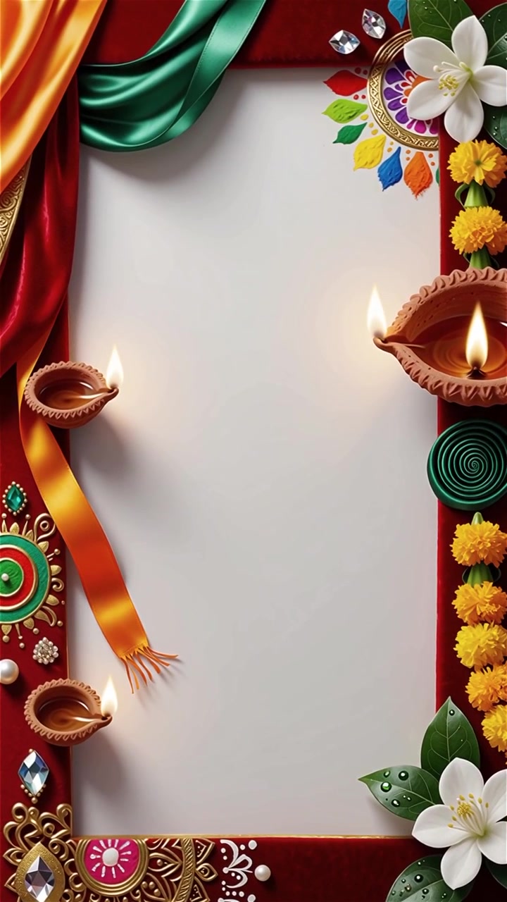 Sfondo del Festival Diwali con lanterne e decorazioni tradizionali Diyas.