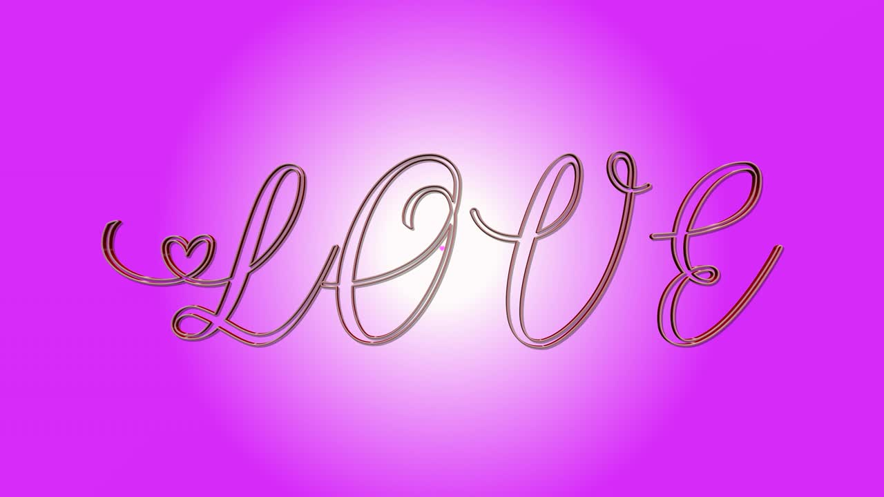사랑 3d 텍스트 루핑 애니메이션 - 분홍색 배경에 심장 모양