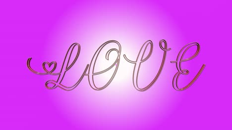 love 3d text looping animation - heart shapes on pink background