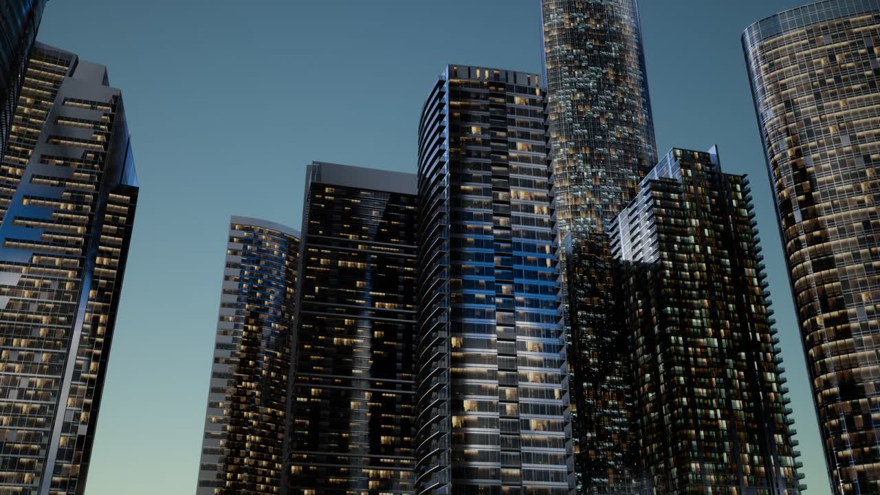 rascacielos de la ciudad por la noche