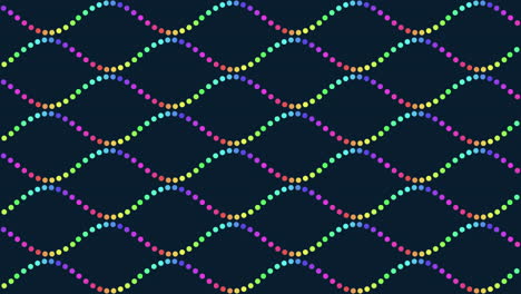 onde arcobaleno colorate su sfondo scuro modello senza cuciture con cerchi e movimento ondulato