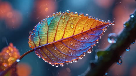 vibrant leaf with water droplets