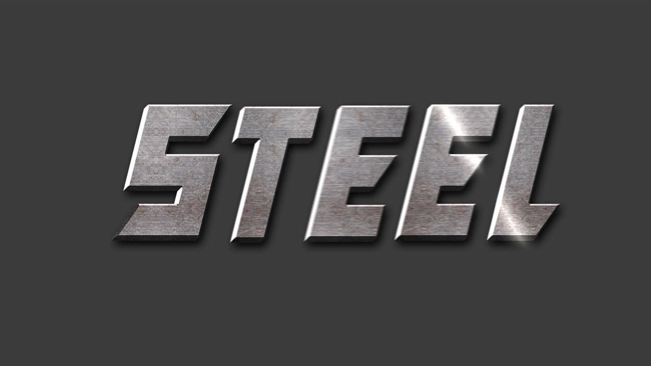 Steel Text Effect with Metallic Texture