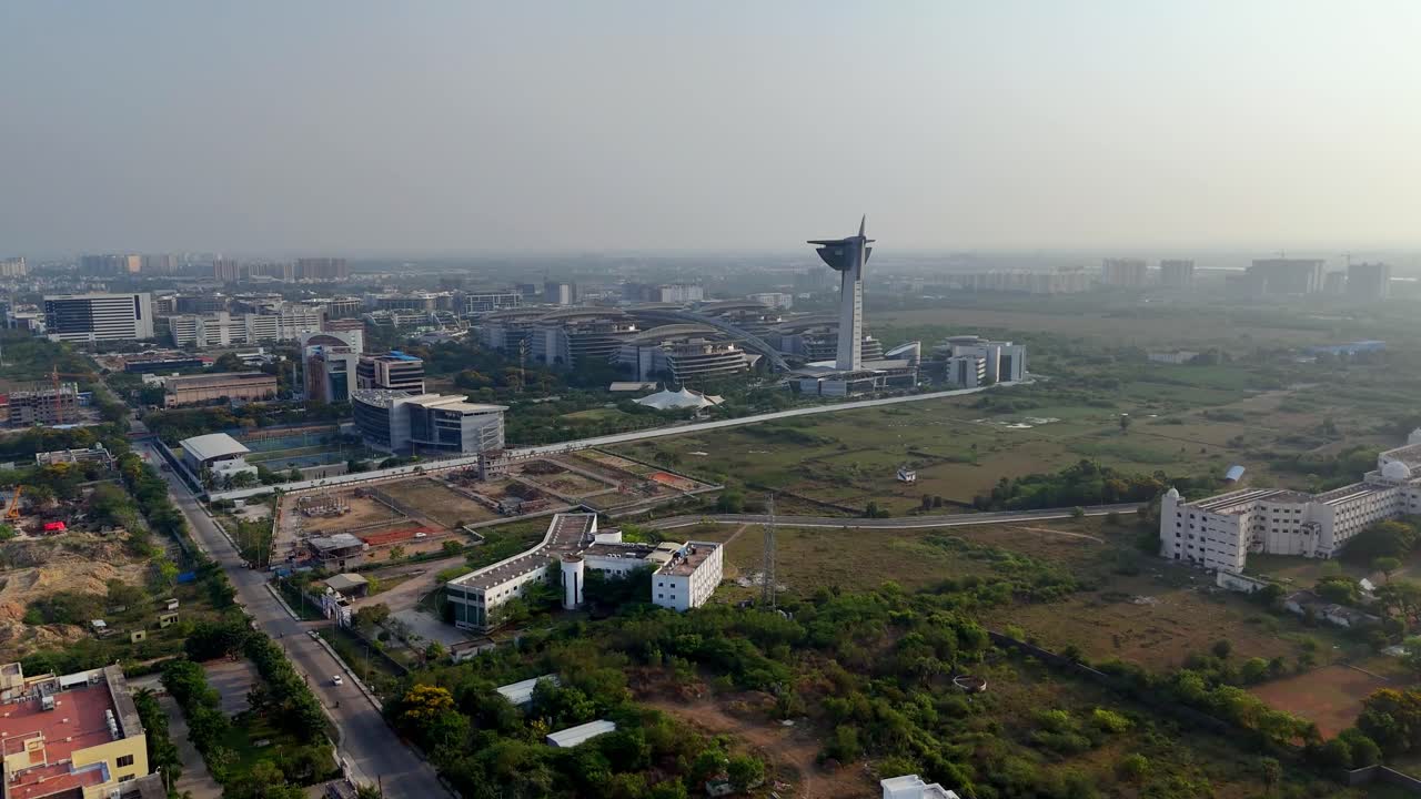 This is aerial footage of the expansive IT campus in Siruseri, located on Chennai's IT corridor, Old Mahabalipuram Road (OMR).