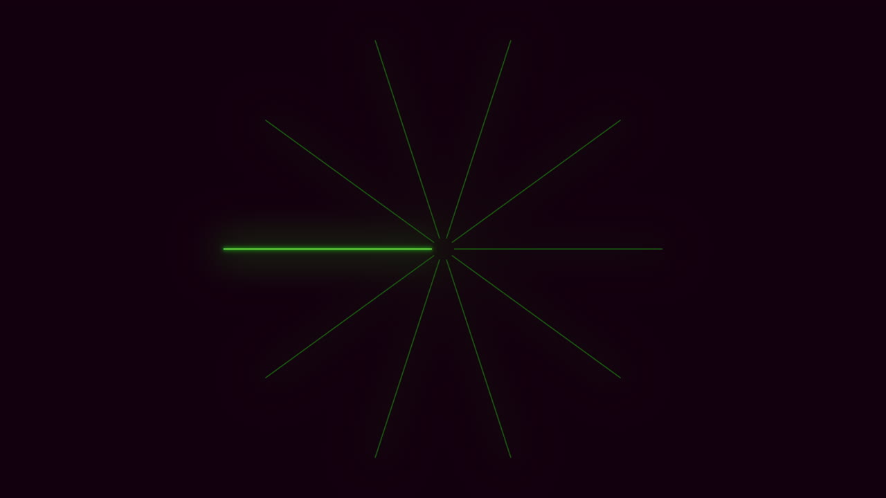 원 안에 녹색 네온 라인 패턴